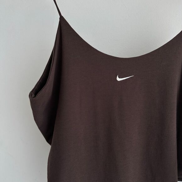 Nike Bodysuit Top Womens XXL Brown Cami High Leg Chill Knit Minimalist Sporty - Picture 3 of 8